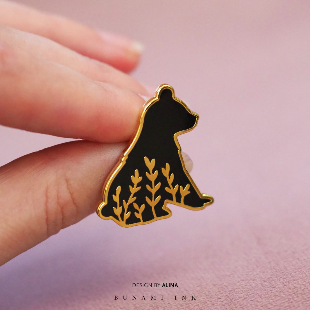 Little bear hard enamel tattoo design pin by Alina