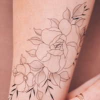 Temporary tattoos Pfingstrosen, Wildblumen, Sträusschen, florale Fuchs-Silhouette by Alina BUNAMI INK