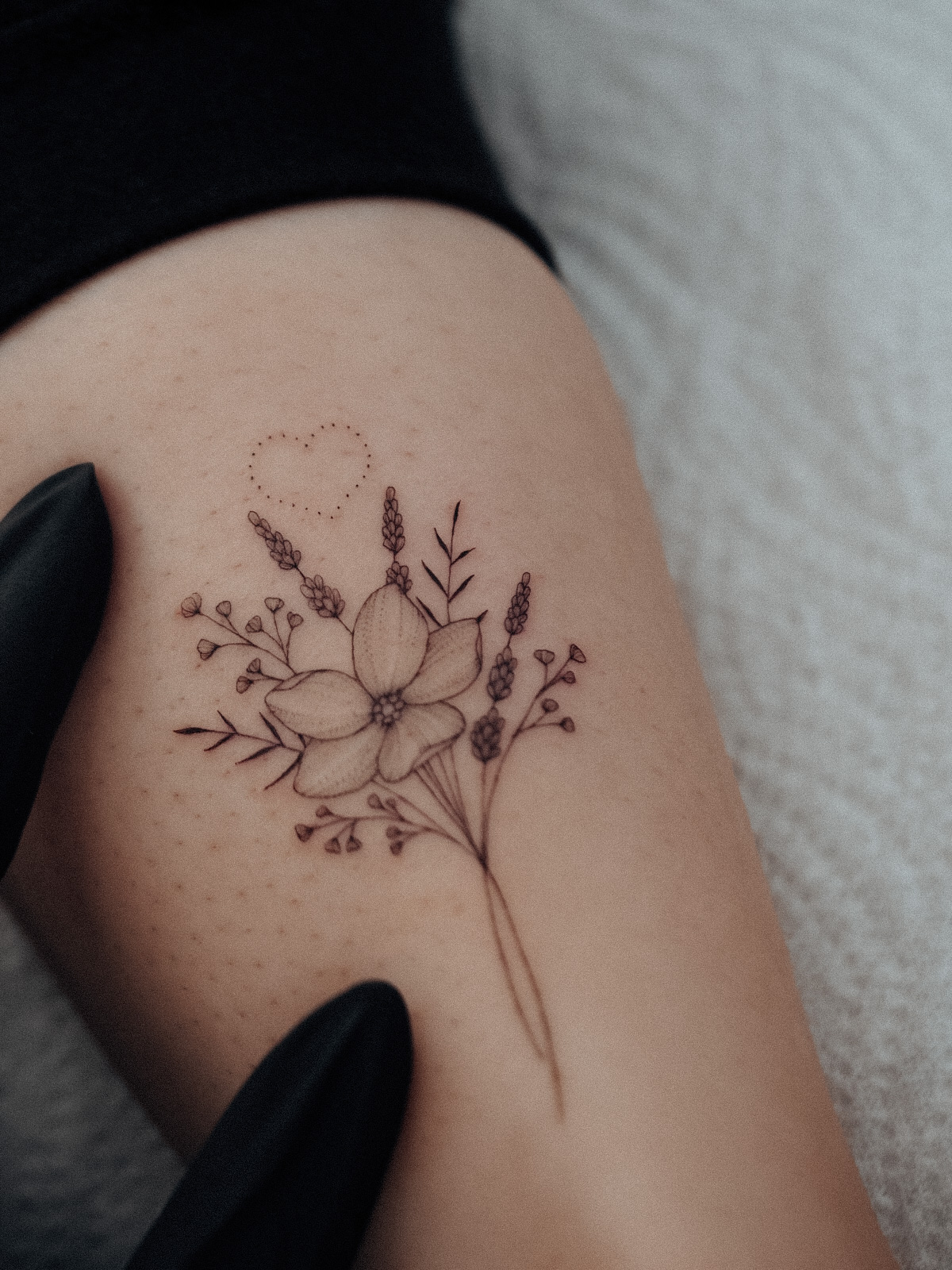 Forget me not love bouquet tattoo by Alina BUNAMI INK