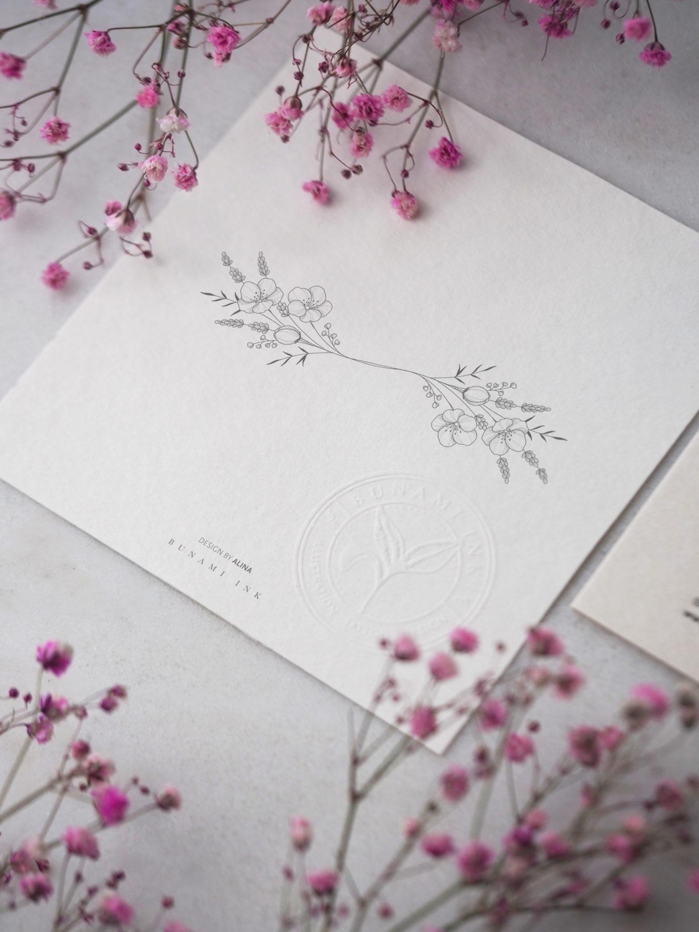 Cherry blossom & lavender bracelet by Alina BUNAMI INK 2022-10-30