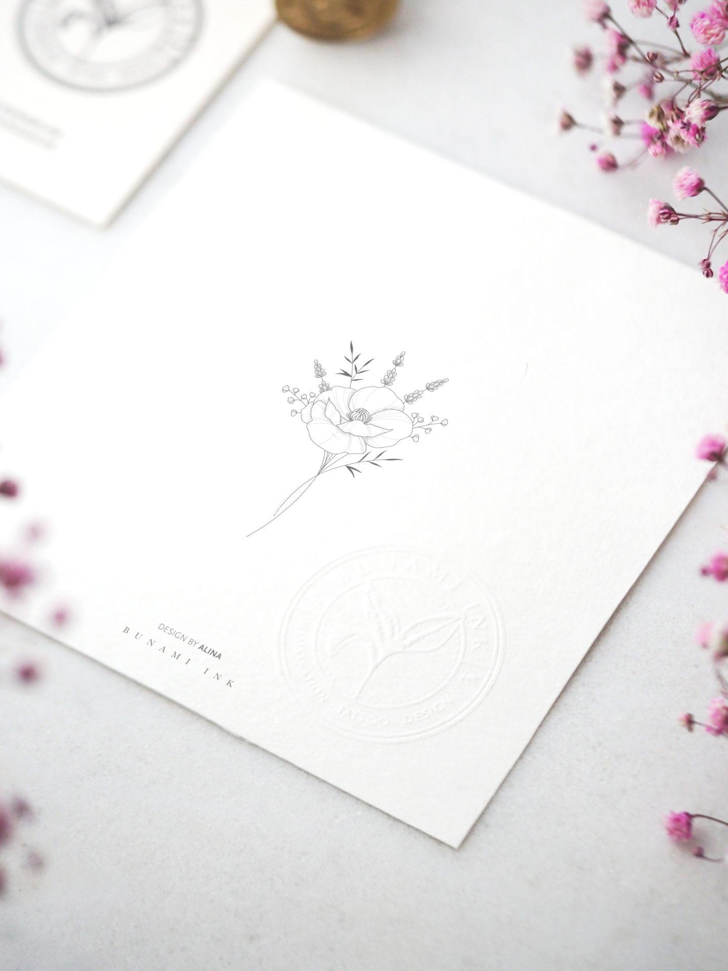 Poppy & lavender bouquet by Alina BUNAMI INK 2022-11-24